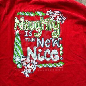 Naughty Is The New Nice Red Long Sleeve Christmas T-Shirt Women It’s A Girl Thin
